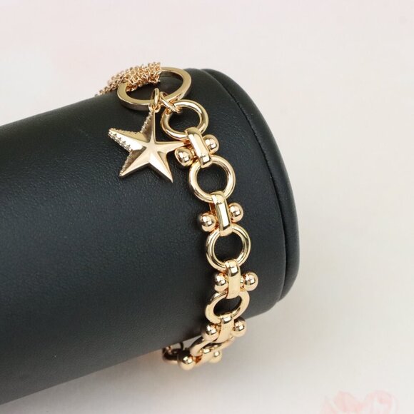 "Chic Rose Gold Charm Bracelet with Star Pendant, XPBL1005 - Picture 6 of 12